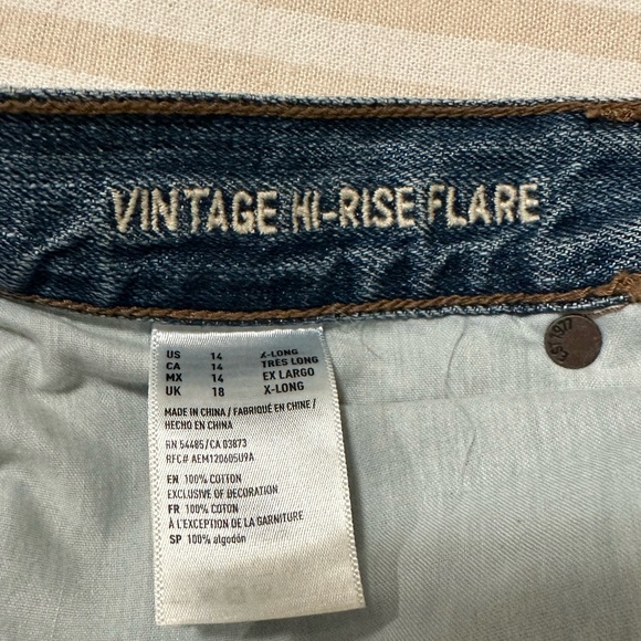 American Eagle Vintage Hi-Rise Flare Jeans 14 X-Long - Picture 10 of 11